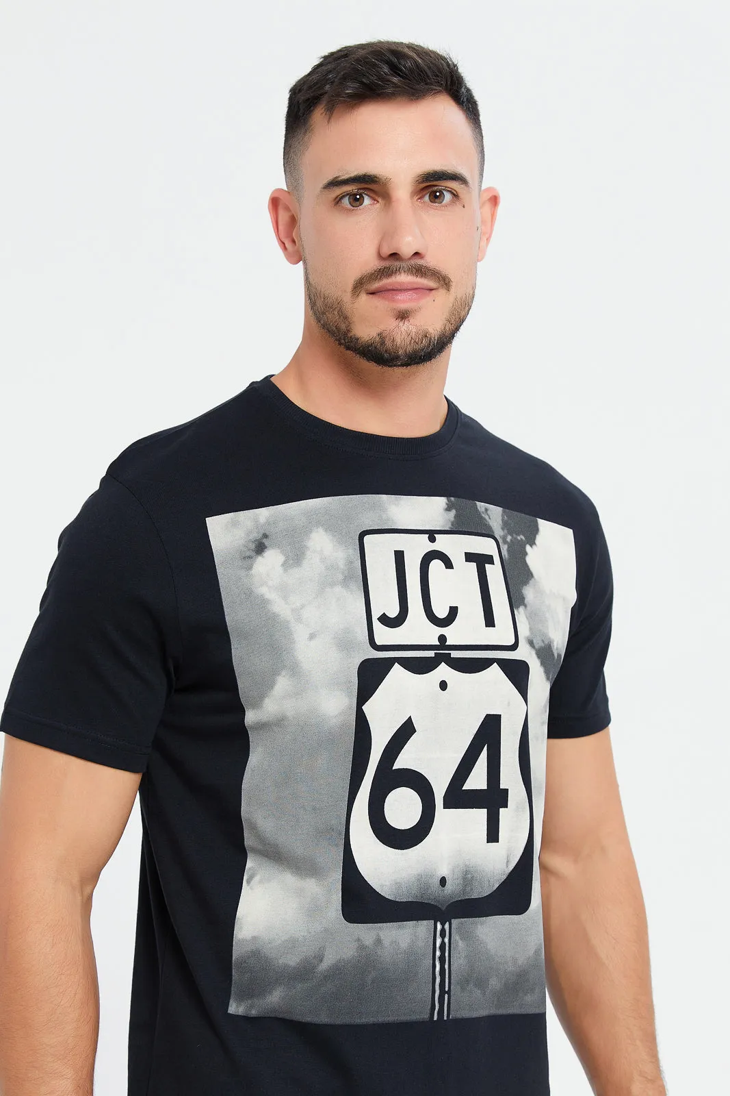 Men Black Graphic T-Shirt sold by Redtag product image thumbnail 4