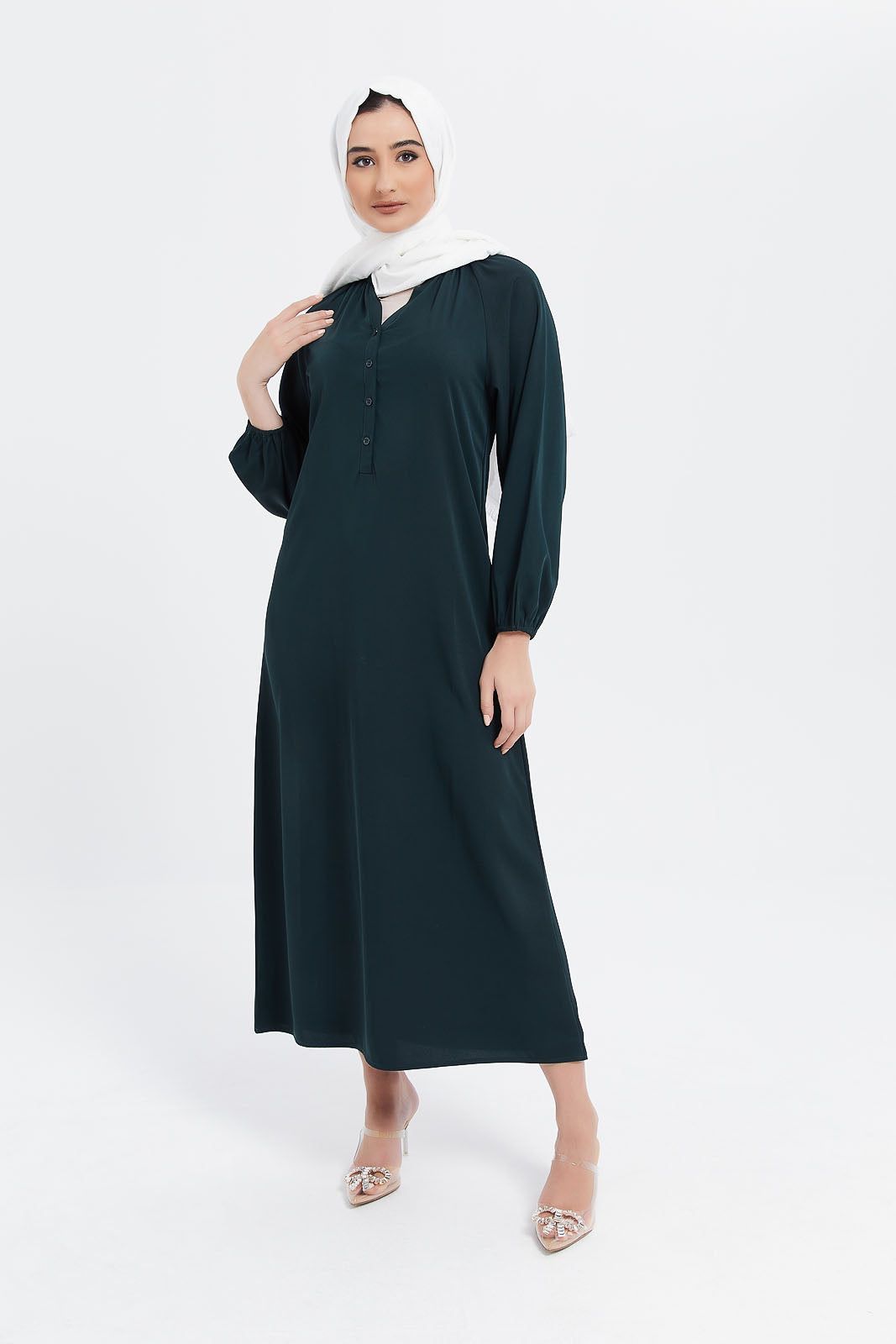 Women Teal Front Button Dress sold by Redtag product image thumbnail 4