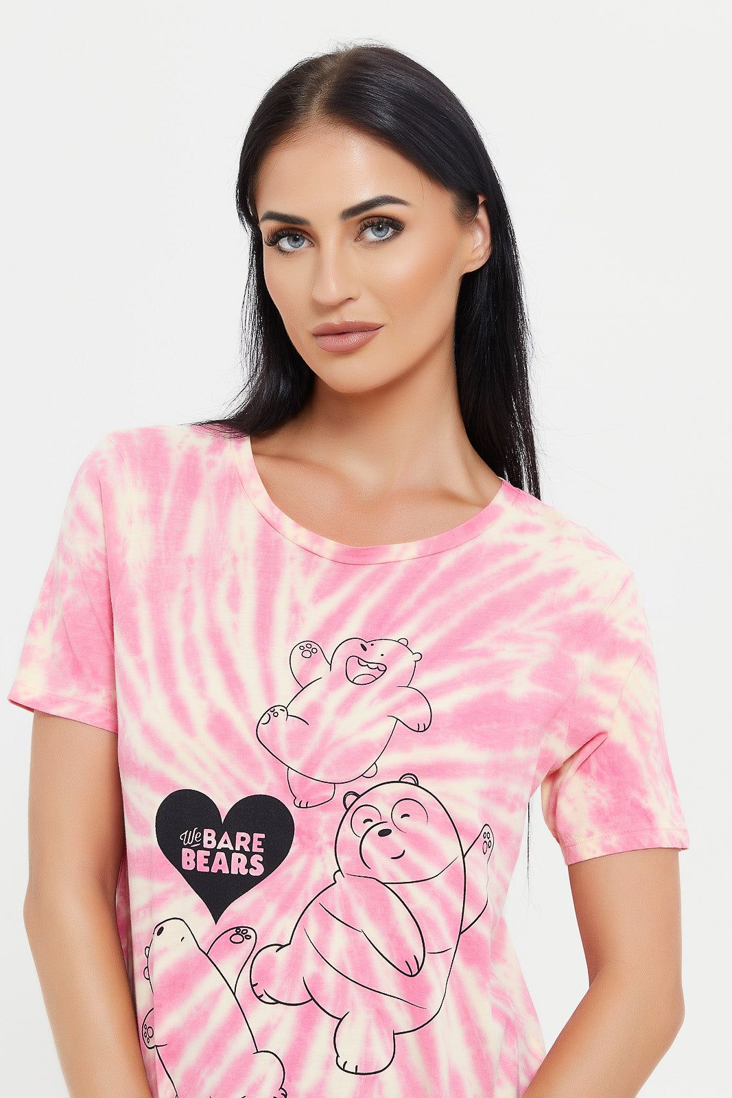 Women Pink Tie Dye We Bare Bears Printed T-Shirt sold by Redtag product image thumbnail 4