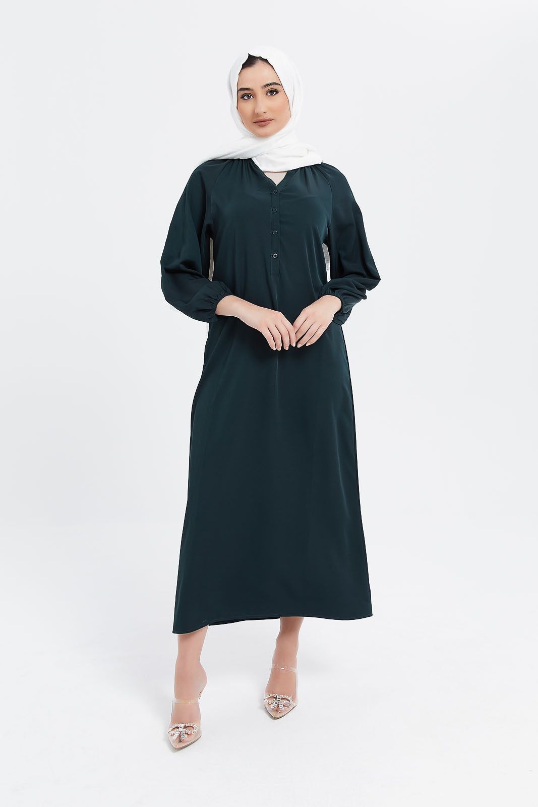 Women Teal Front Button Dress sold by Redtag