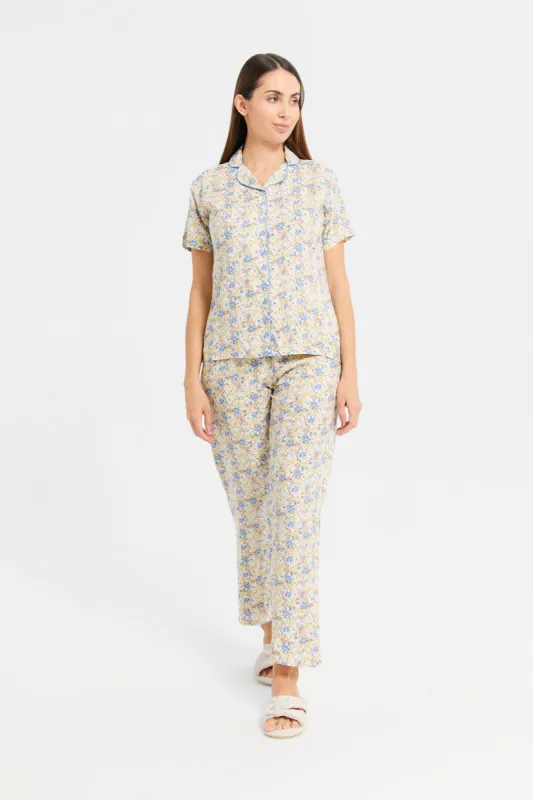 Women Beige Printed Classic Pyjama Set (2 Piece) sold by Redtag