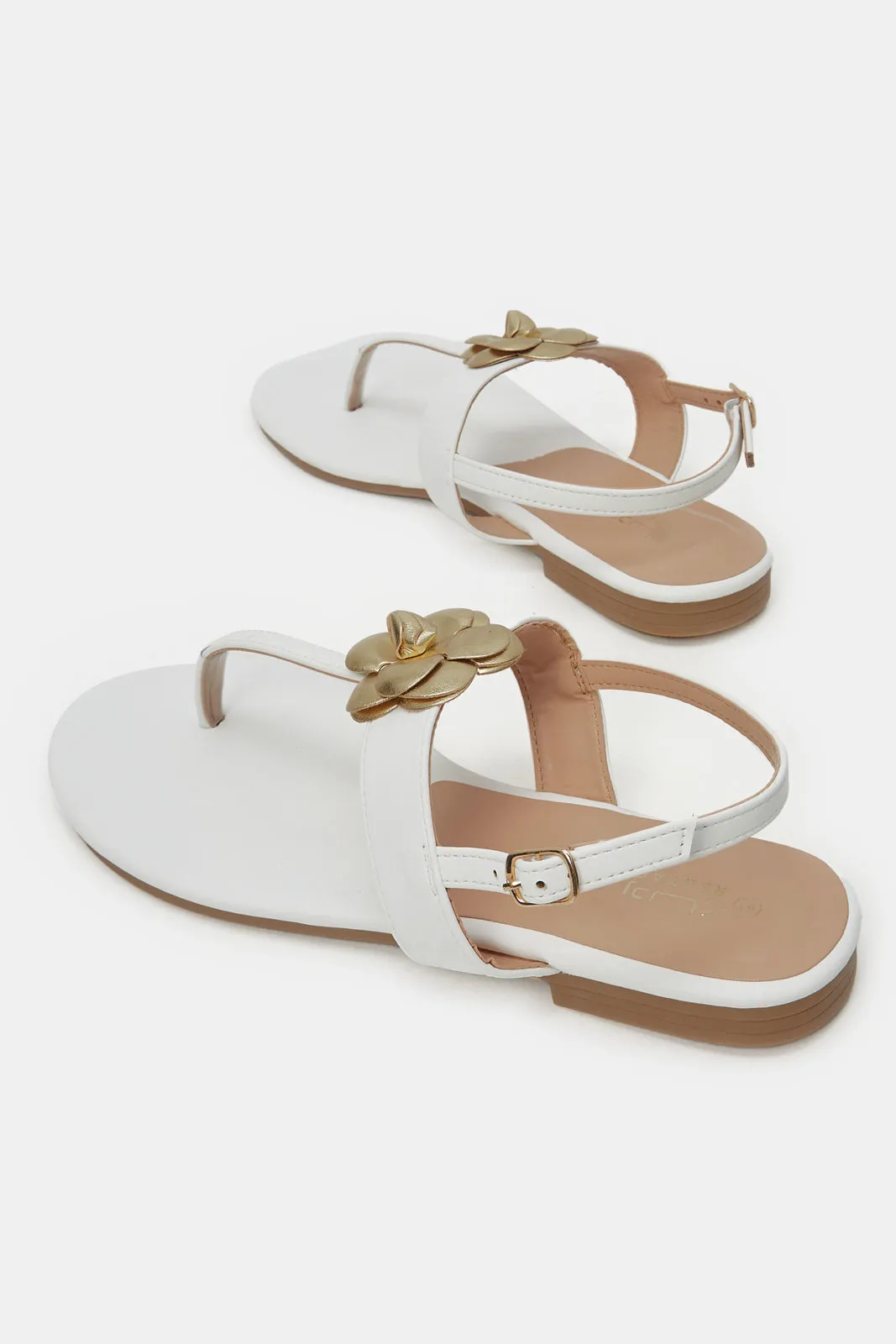 Women White Flower Trim Sandal sold by Redtag product image thumbnail 4