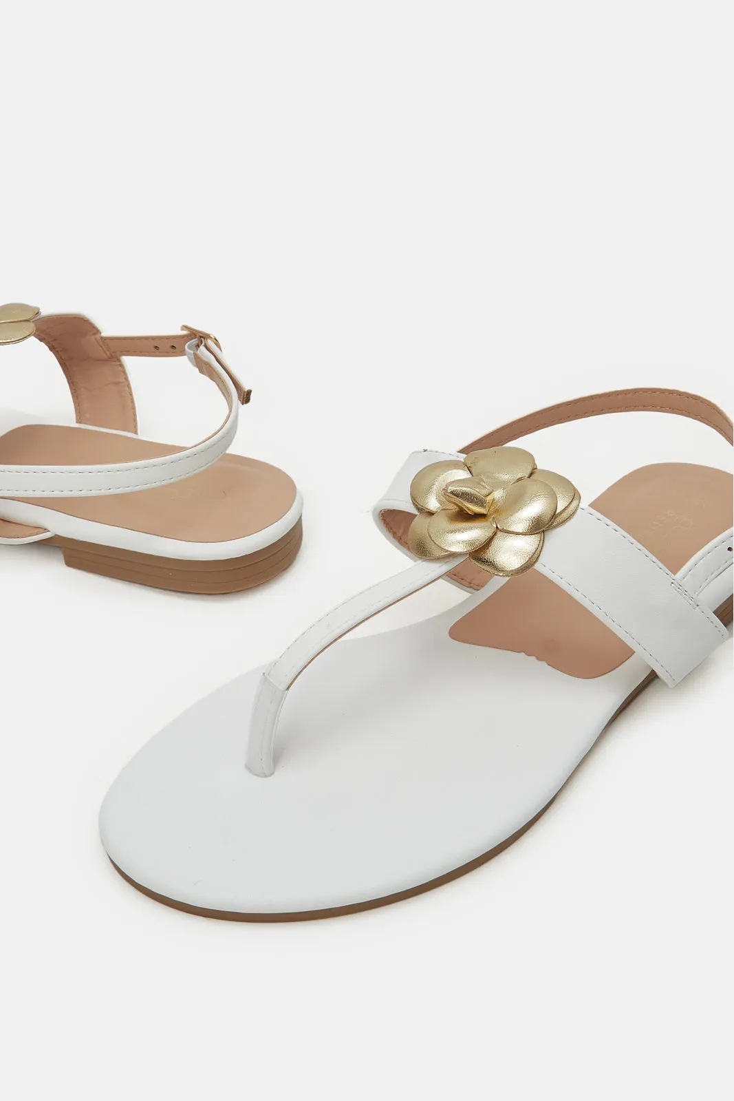 Women White Flower Trim Sandal sold by Redtag product image thumbnail 3