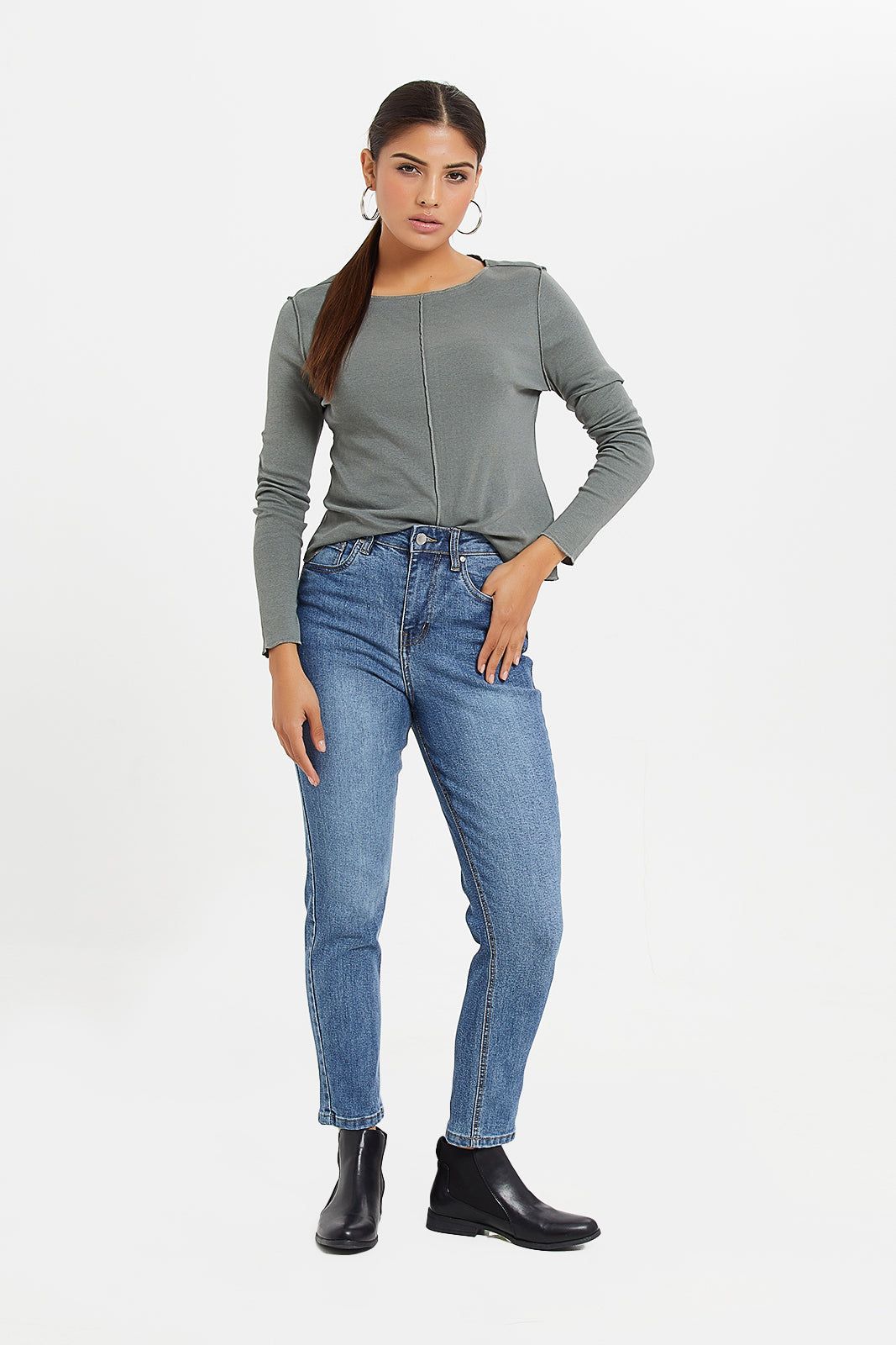 Women Blue High Waist Mom Jeans sold by Redtag product image thumbnail 2