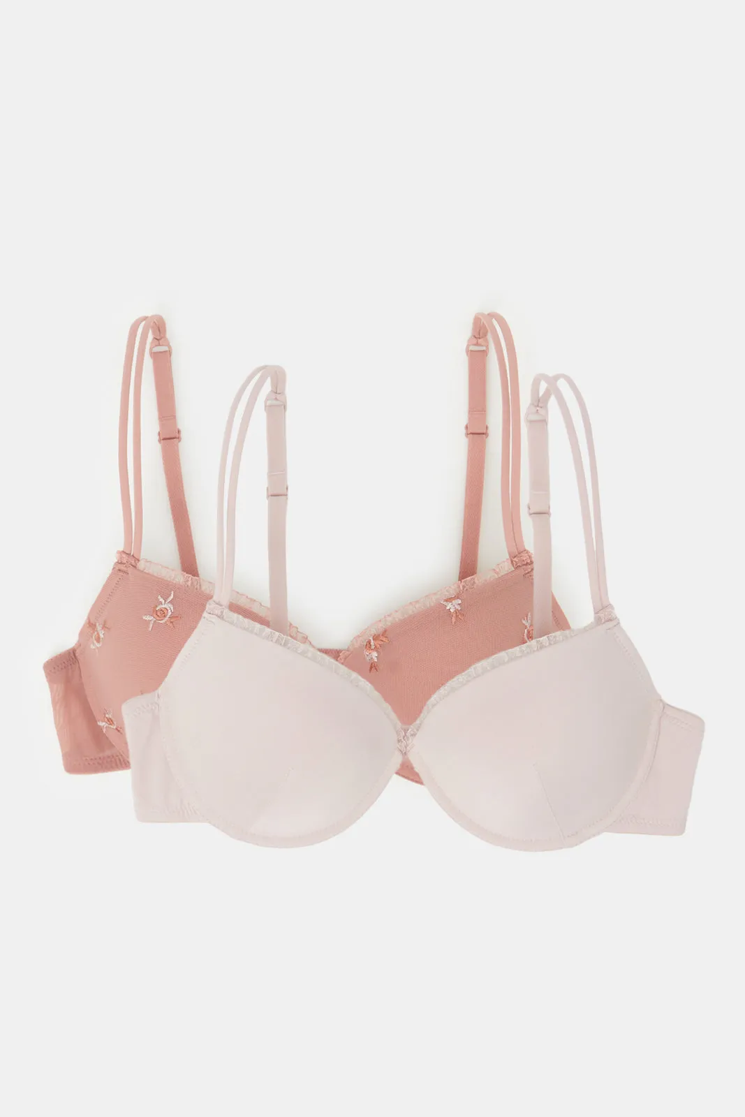 Women Pink Floral Embroidery Plunge Bra Set (Pack of 2) sold by Redtag