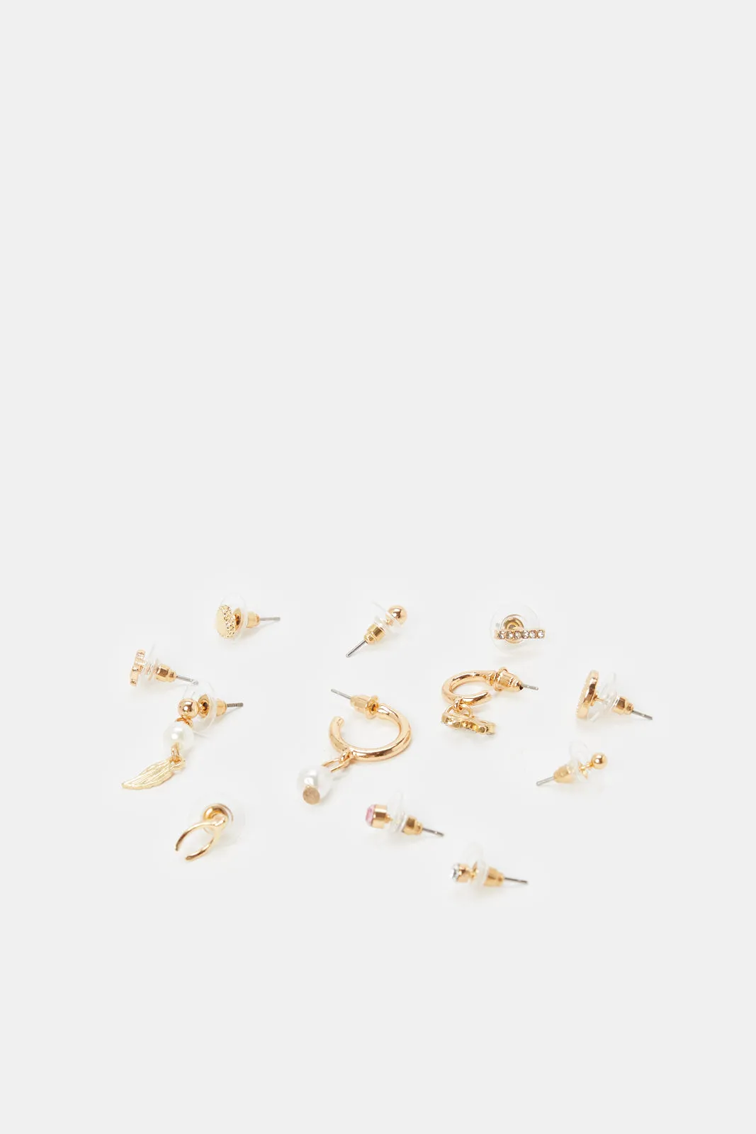 Women Gold Embellished Studs (12 Pairs) sold by Redtag product image thumbnail 2