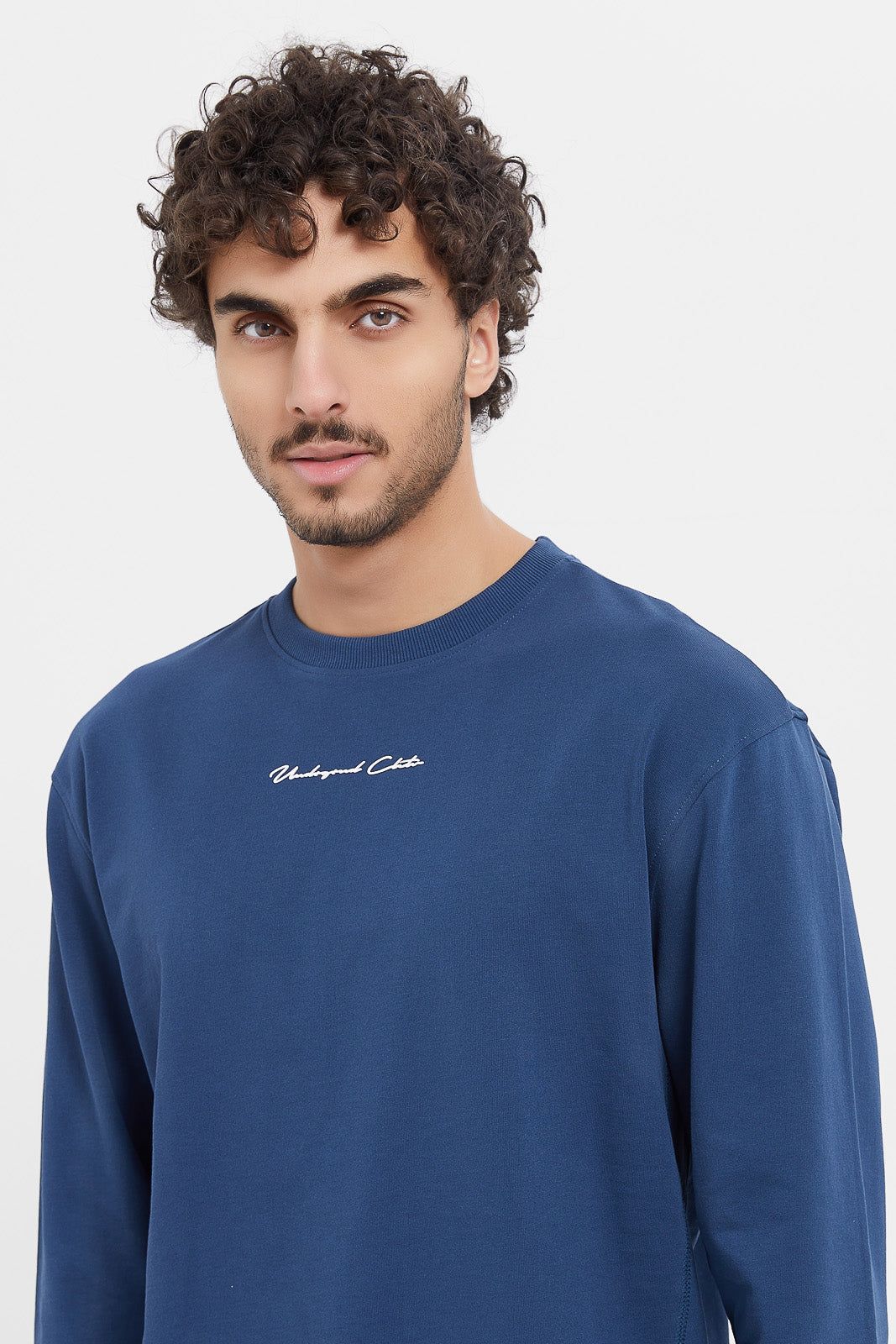 Men Blue Embroidered Sweatshirt sold by Redtag product image thumbnail 4