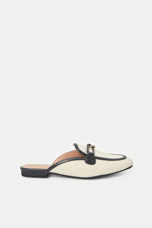 Women Beige Mule With Black Binding sold by Redtag