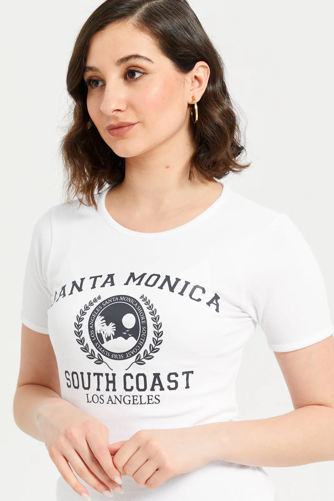 Women White Printed T-Shirt sold by Redtag product image thumbnail 4