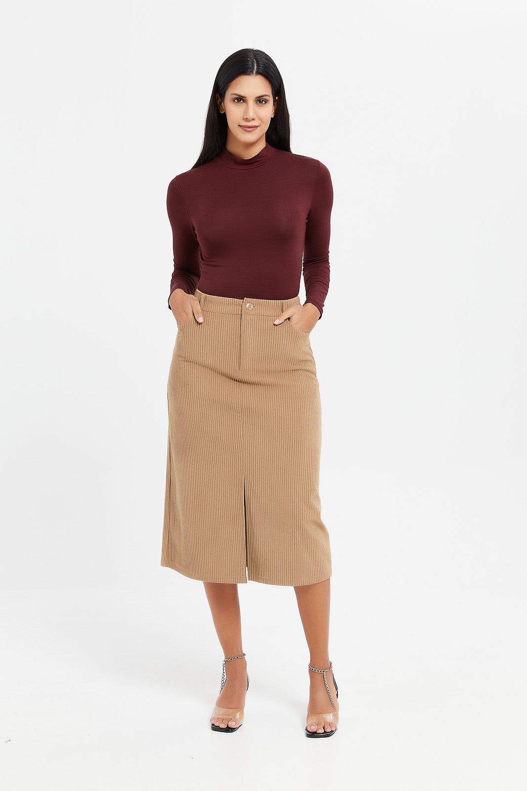 Women Brown Turtle Neck T-Shirt sold by Redtag product image thumbnail 2