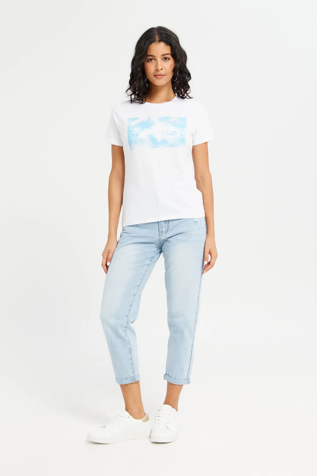 Women White Romantic Embossed T-Shirt sold by Redtag product image thumbnail 2