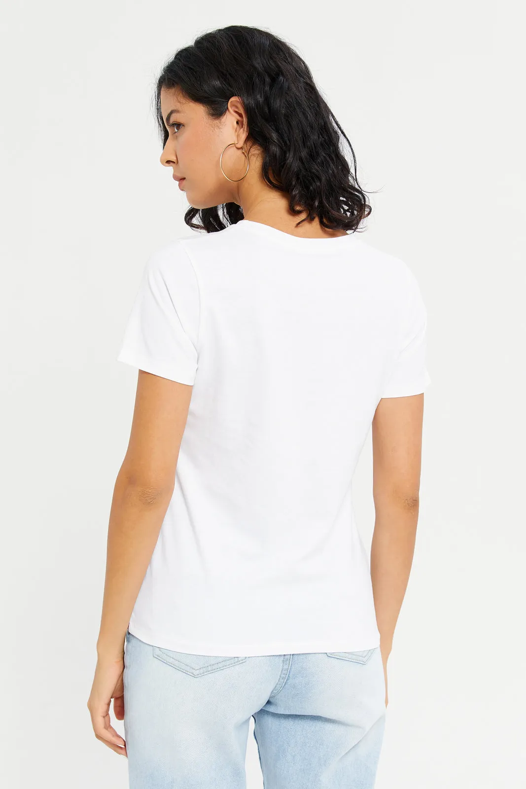 Women White Romantic Embossed T-Shirt sold by Redtag product image thumbnail 3