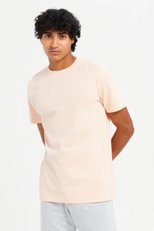 Men Pink Crew Neck T-Shirt sold by Redtag