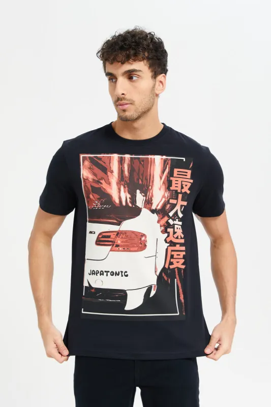 Men Black Graphic T-Shirt sold by Redtag