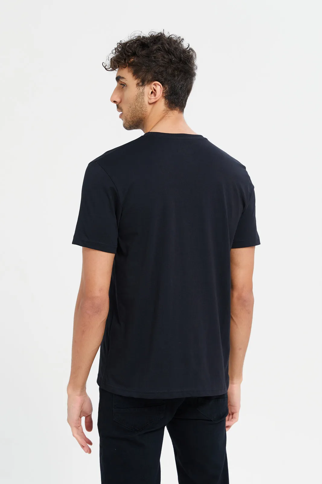 Men Black Graphic T-Shirt sold by Redtag product image thumbnail 3