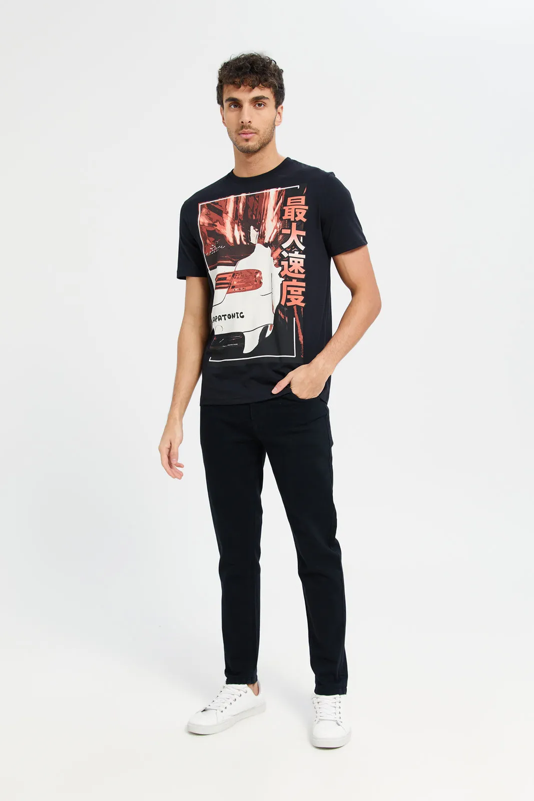 Men Black Graphic T-Shirt sold by Redtag product image thumbnail 2