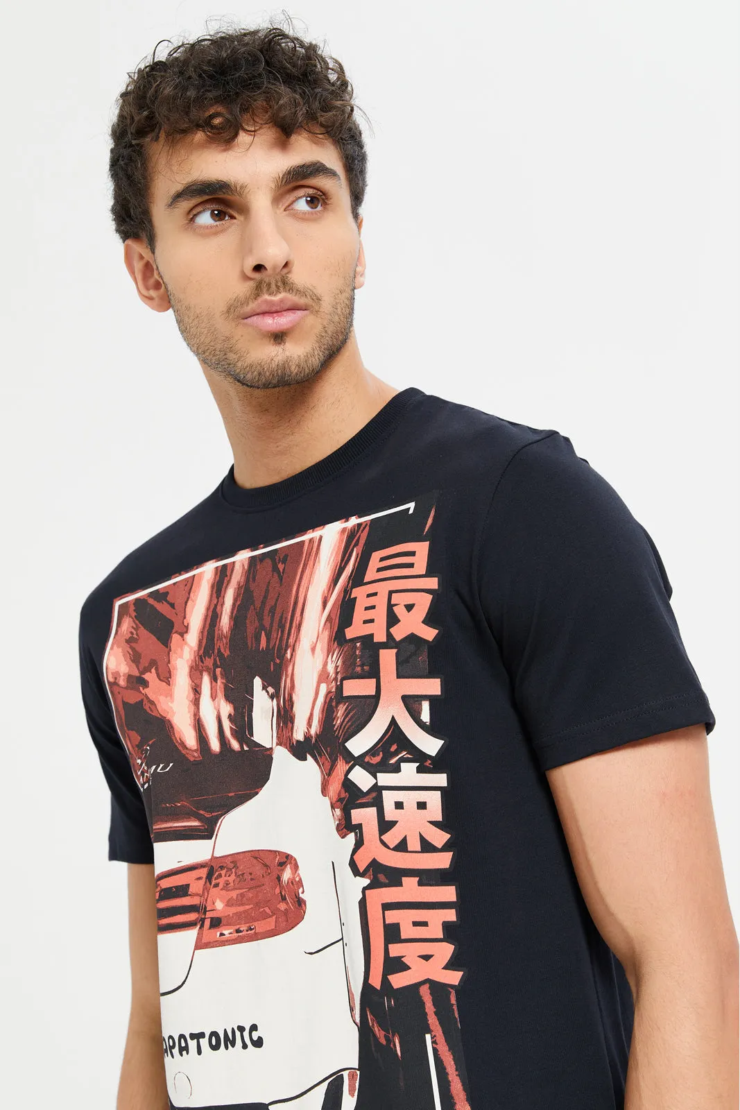Men Black Graphic T-Shirt sold by Redtag product image thumbnail 4