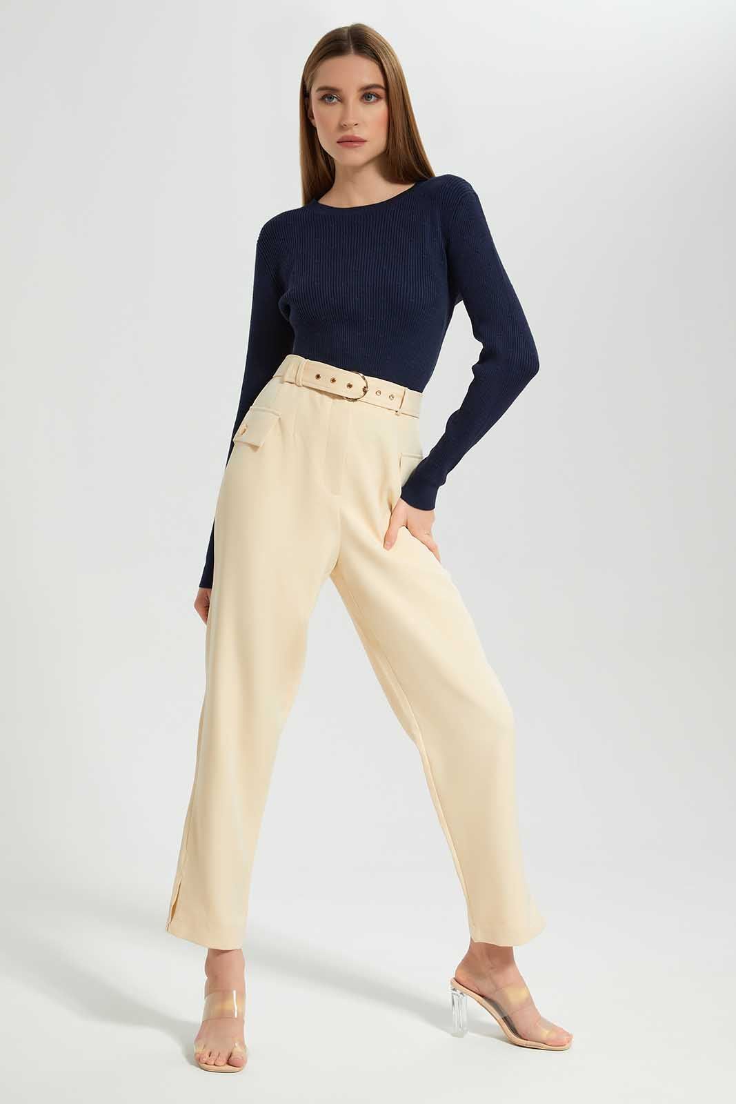 Women Navy Crewneck Long Sleeve Top sold by Redtag