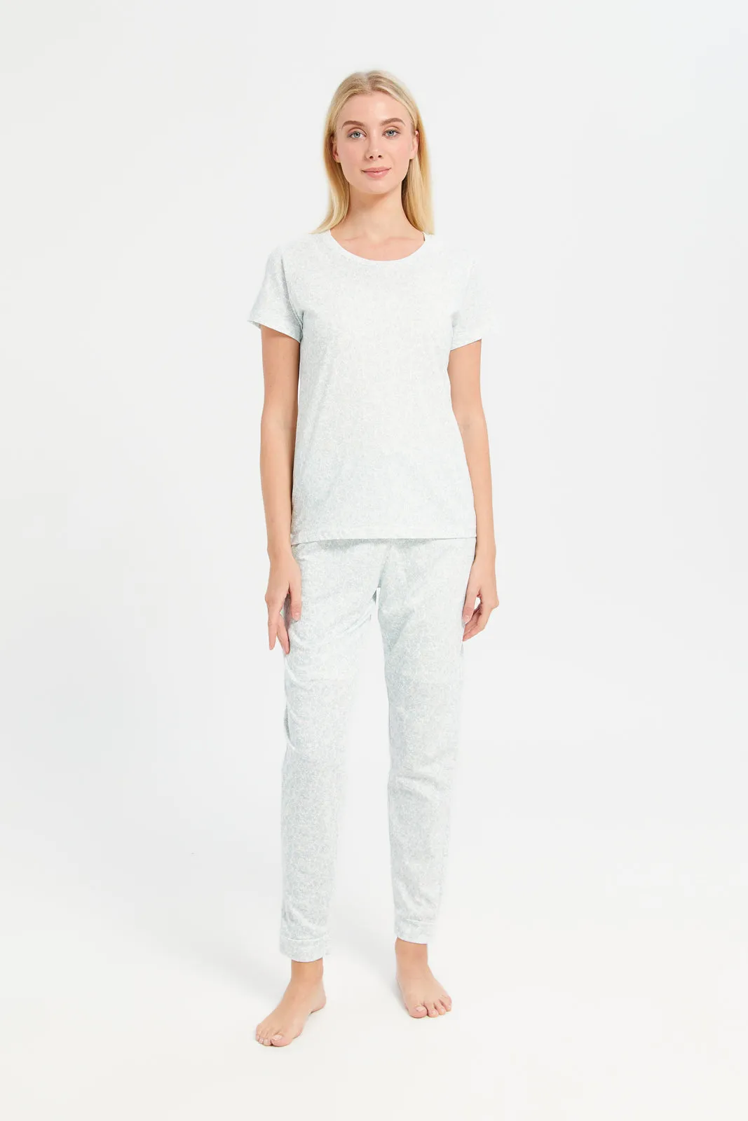 Women Mint Printed Pyjama Set (2 Piece) sold by Redtag