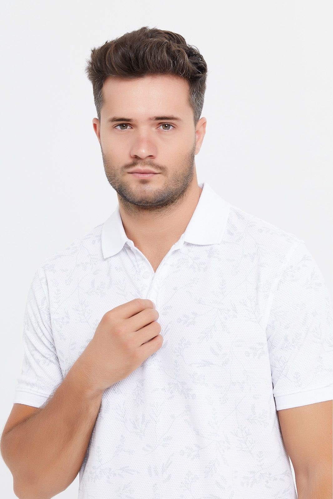 Men White Printed Jacquard Polo Shirt sold by Redtag product image thumbnail 4