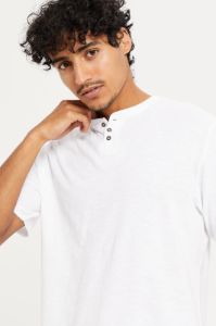 Men White Henley T-Shirt sold by Redtag