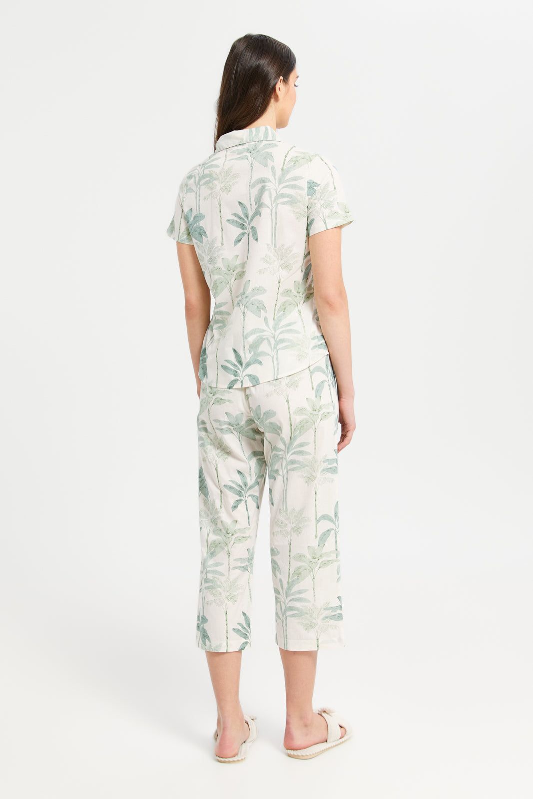Women Green Floral Cotton Satin Pyjama Set (2 Piece) sold by Redtag product image thumbnail 4