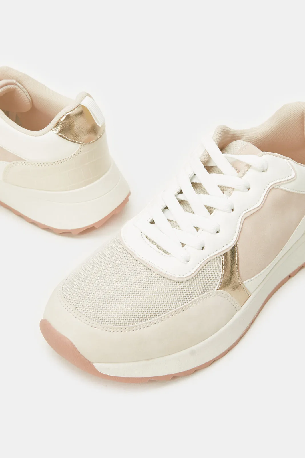 Women White Sneakers With Croc Overlay sold by Redtag product image thumbnail 3