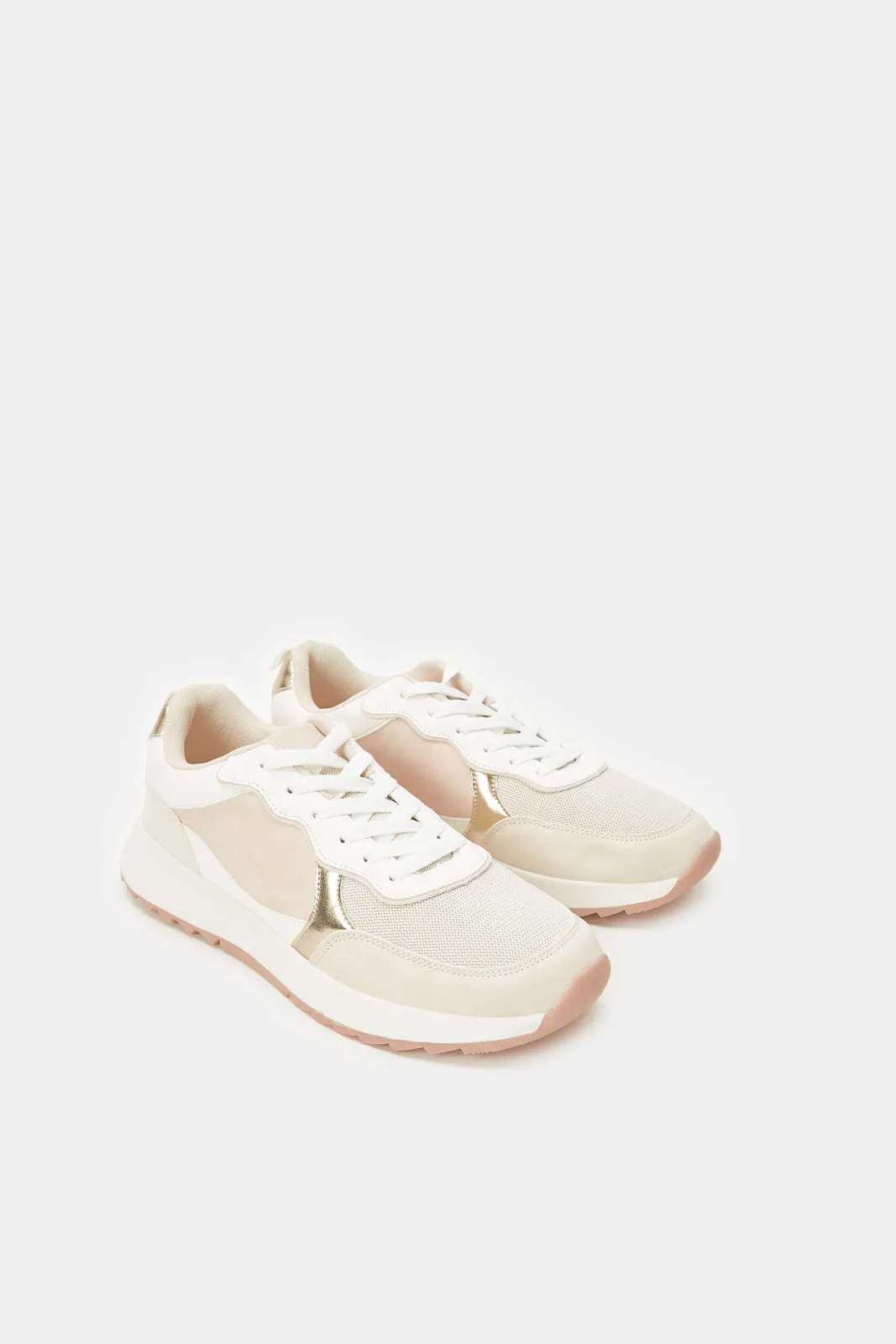 Women White Sneakers With Croc Overlay sold by Redtag product image thumbnail 2