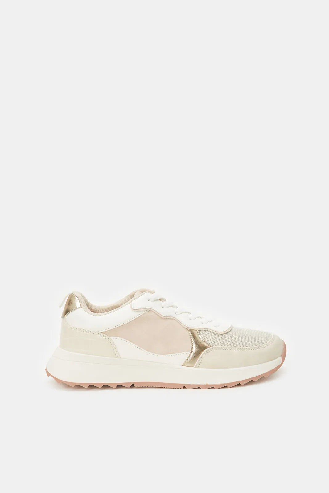 Women White Sneakers With Croc Overlay sold by Redtag