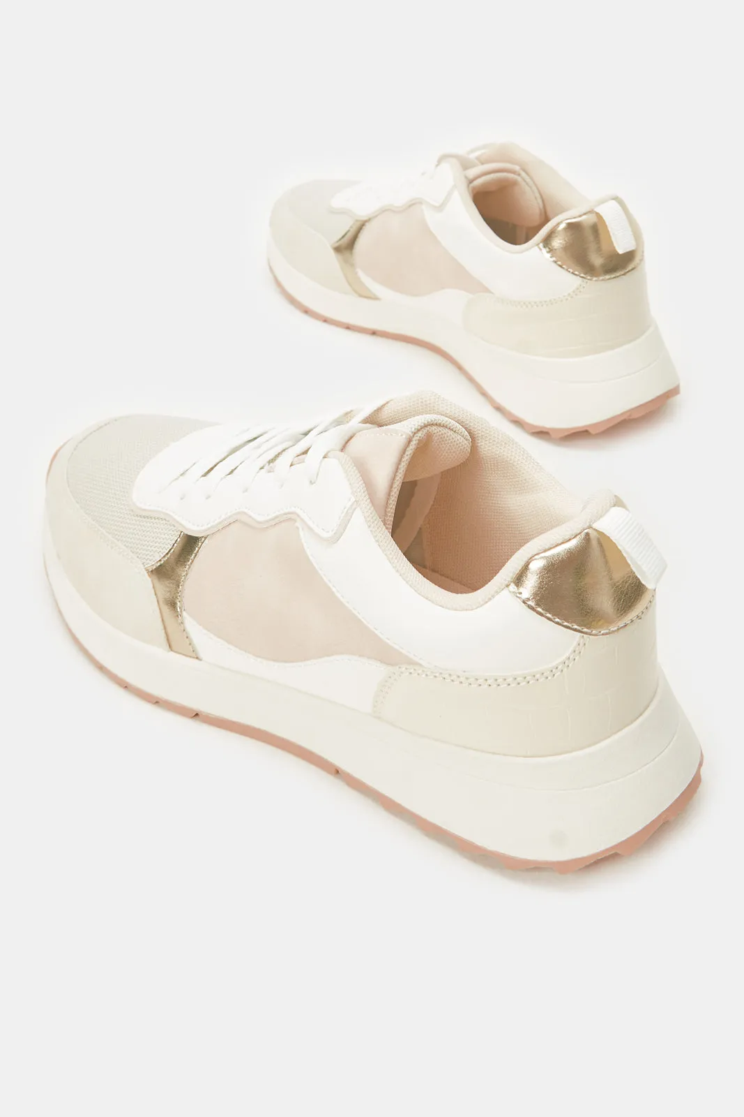 Women White Sneakers With Croc Overlay sold by Redtag product image thumbnail 4