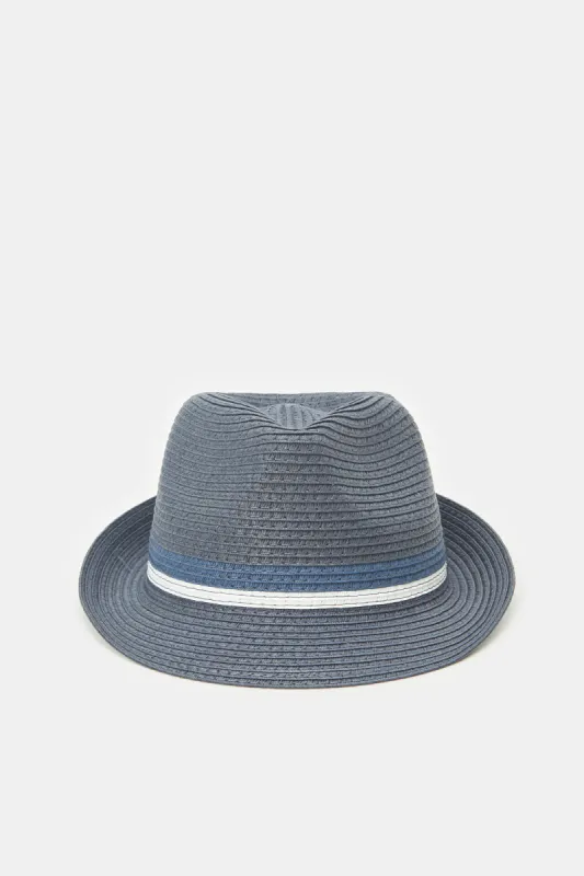 Men Navy Fedora Hats With Band sold by Redtag