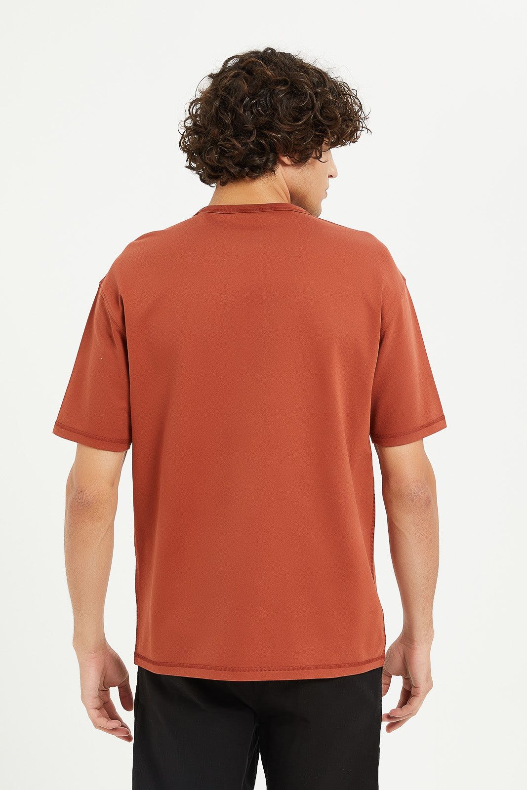 Men Orange Oversize Embroidered Lounge T-Shirt sold by Redtag product image thumbnail 3