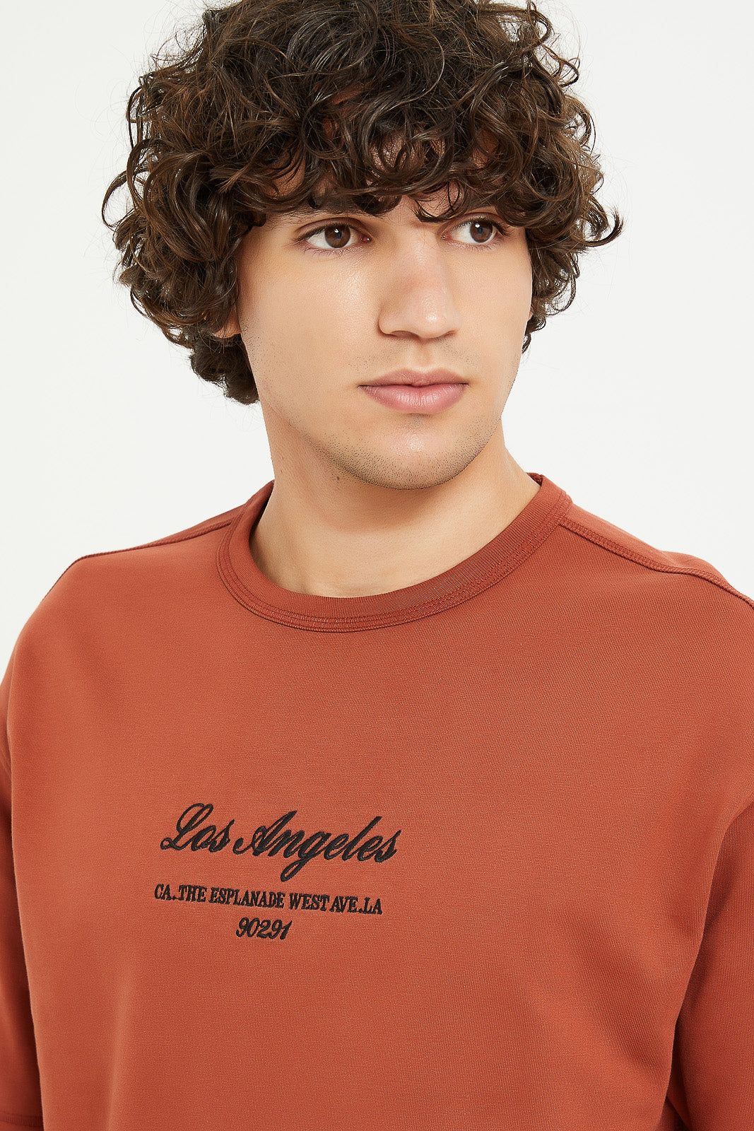 Men Orange Oversize Embroidered Lounge T-Shirt sold by Redtag product image thumbnail 4