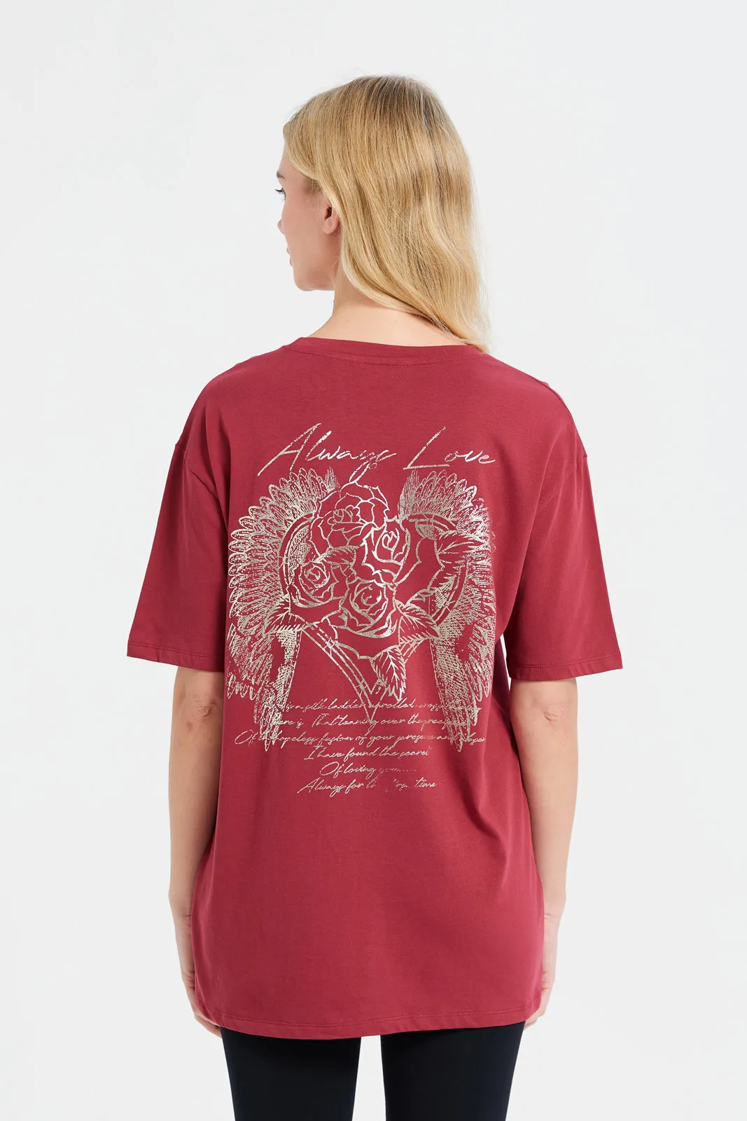 Women Red Oversize Biker T-Shirt sold by Redtag product image thumbnail 3