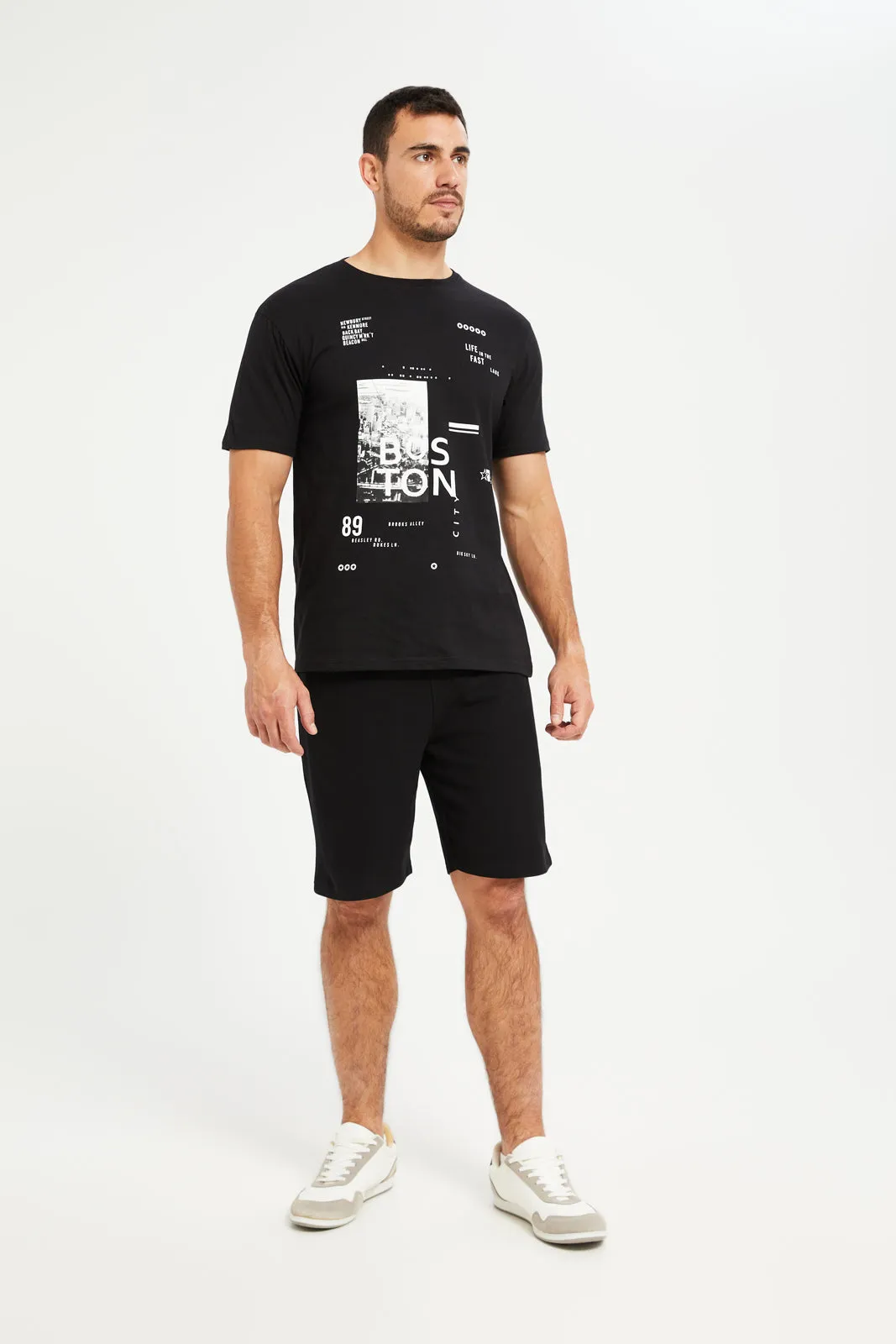 Men Black Basic Graphic T-Shirt sold by Redtag product image thumbnail 2
