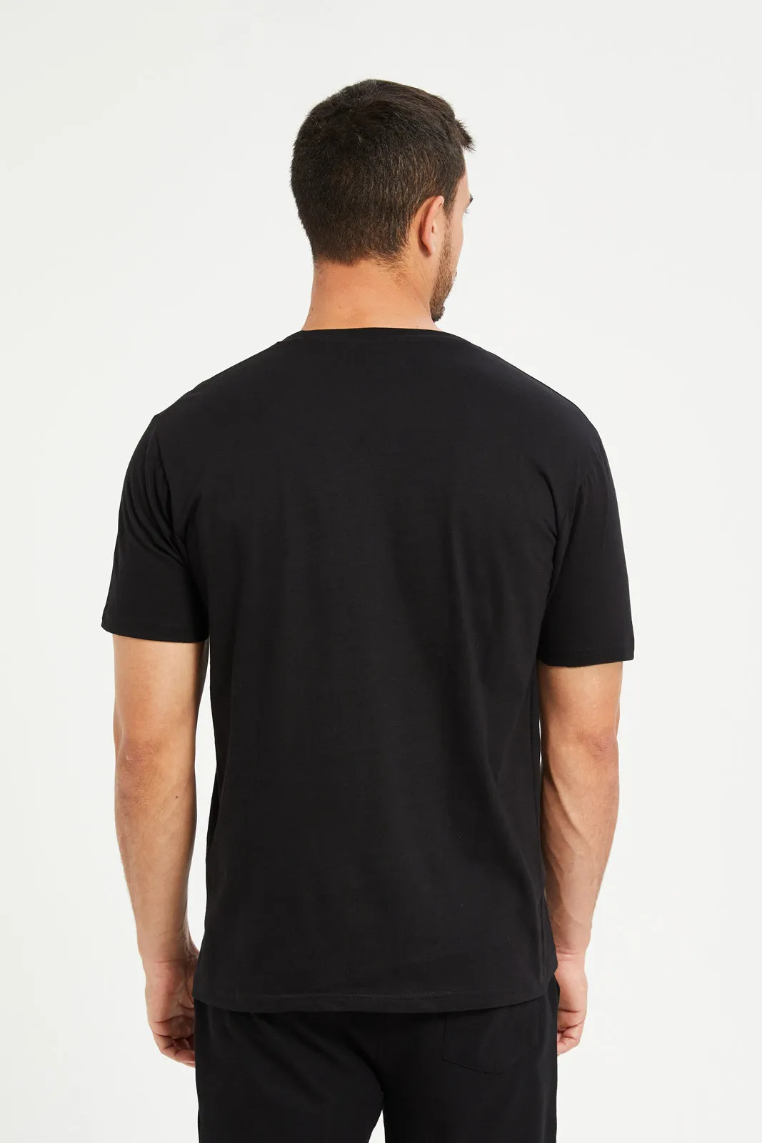 Men Black Basic Graphic T-Shirt sold by Redtag product image thumbnail 3