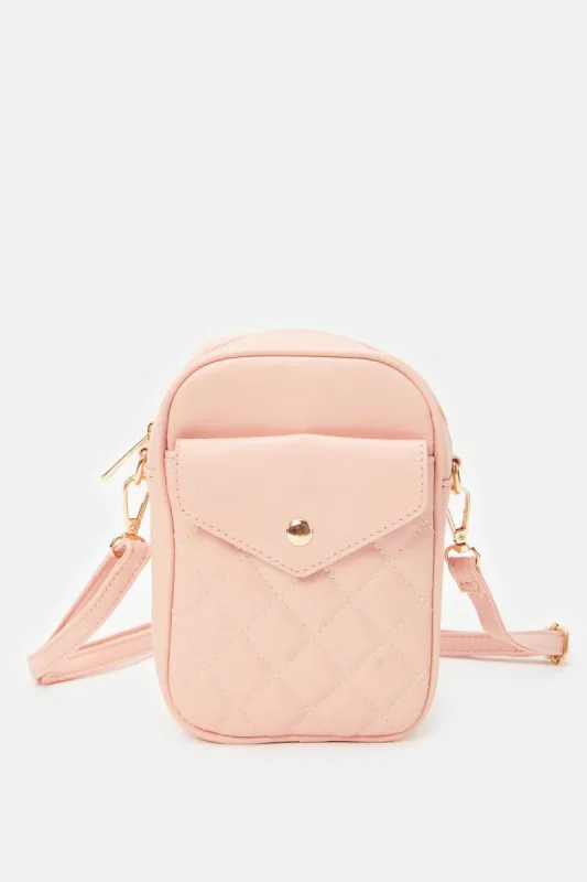 Women Pink Textured Mobile Purse sold by Redtag