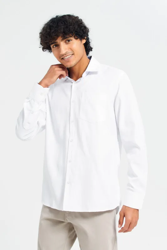 Men White Solid Formal Shirt sold by Redtag