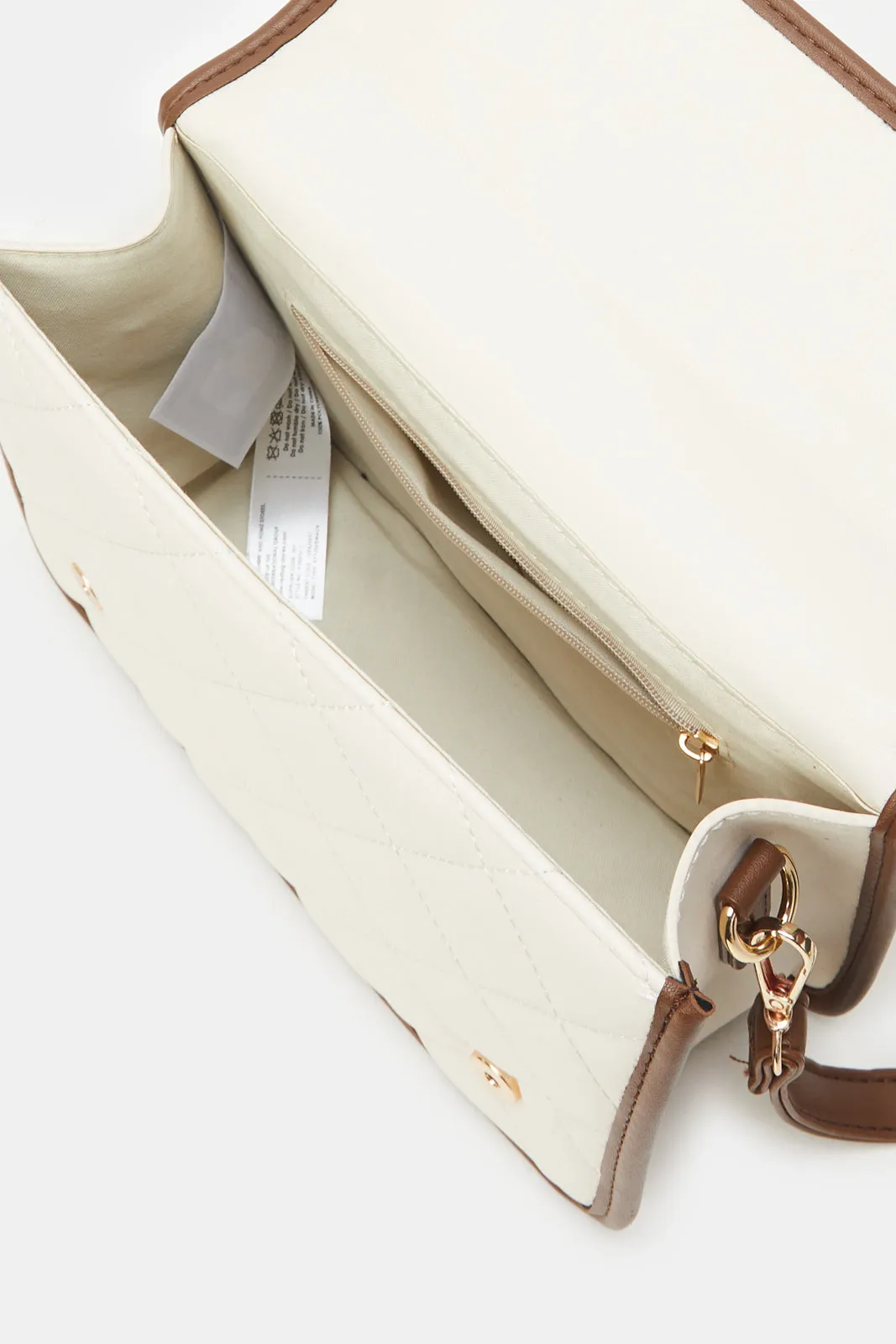 Women Beige And Tan Quilted Cross Body Bag sold by Redtag product image thumbnail 4