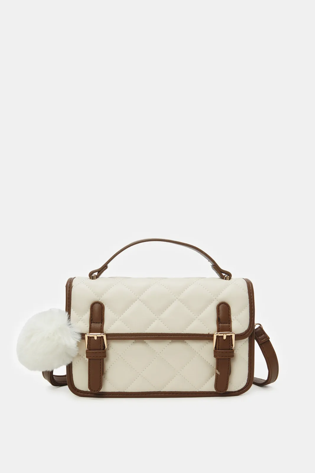 Women Beige And Tan Quilted Cross Body Bag sold by Redtag