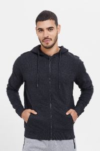 Men Charcoal Zip Hooded Sweatshirt sold by Redtag