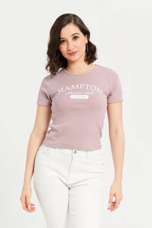 Women Mauve Printed T-Shirt sold by Redtag