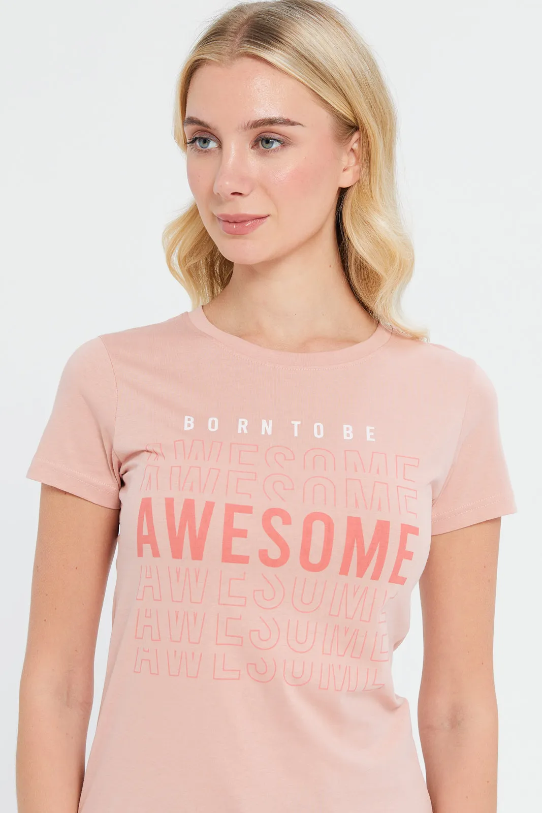 Women Pink Awesome Printed T-Shirt sold by Redtag product image thumbnail 4