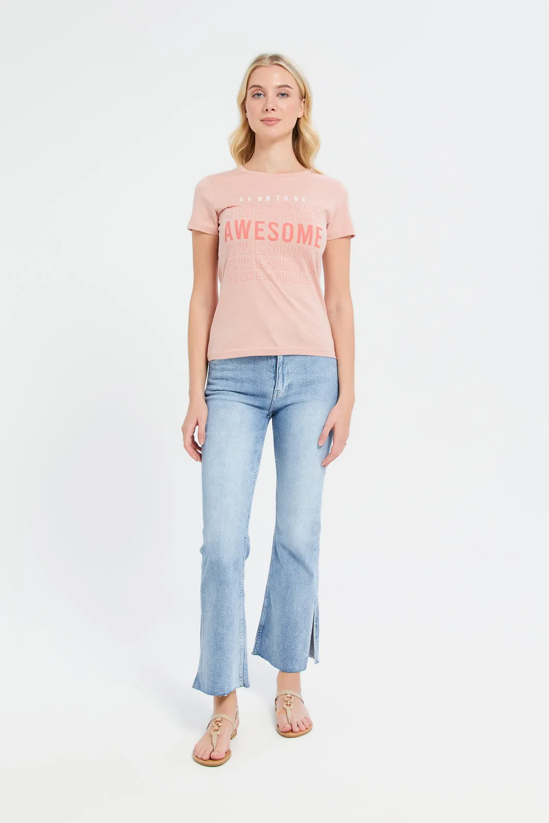 Women Pink Awesome Printed T-Shirt sold by Redtag product image thumbnail 2