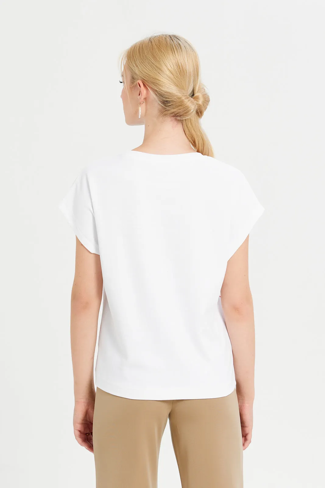 Women White Embroidered T-Shirt sold by Redtag product image thumbnail 3