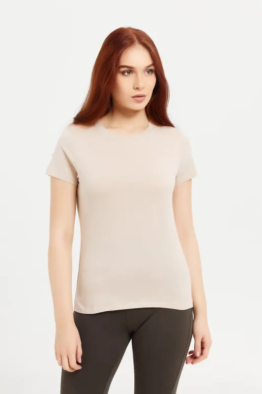 Women Beige Basic T-Shirt sold by Redtag