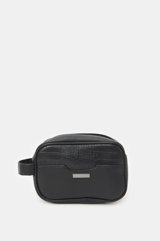 Men Black Textured Pouch sold by Redtag
