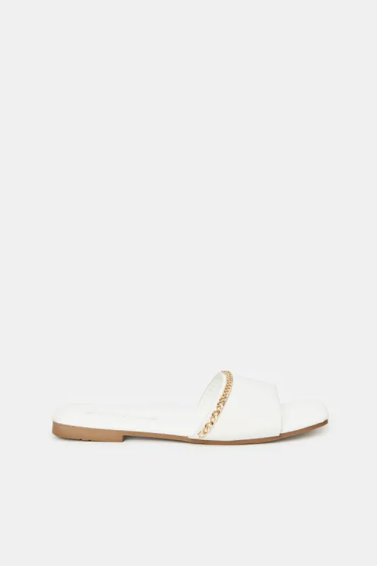 Women White Chain Mule sold by Redtag