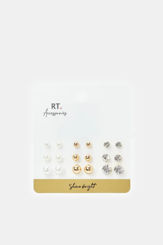 Women Assorted Studs (9 Pairs sold by Redtag