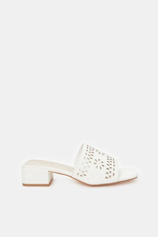 Women White Cut Out Mules sold by Redtag